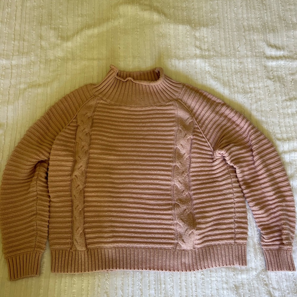 The Mint Julep Boutique Pink Small Faux Turtleneck Sweater